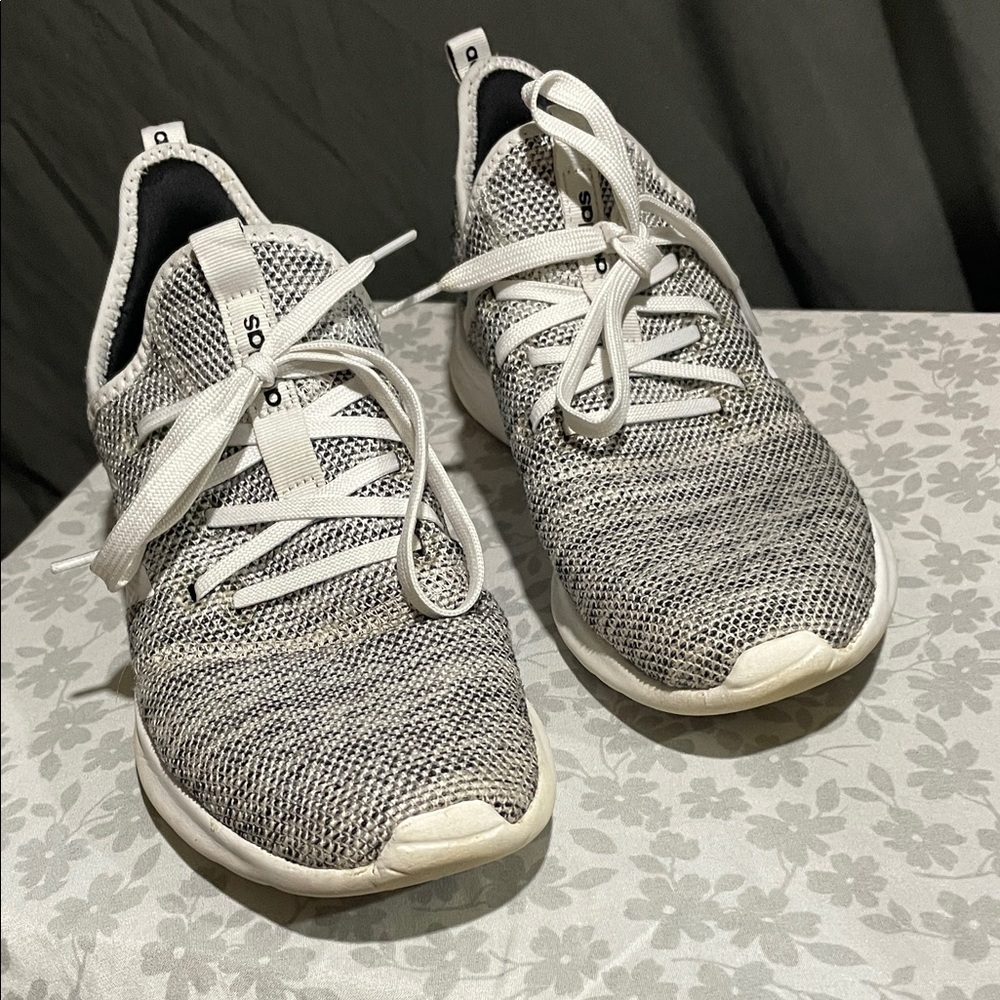 adidas Women's Gray and White Knit Running Shoes